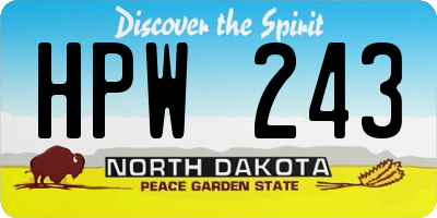 ND license plate HPW243