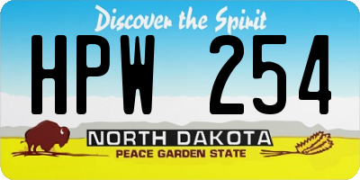 ND license plate HPW254
