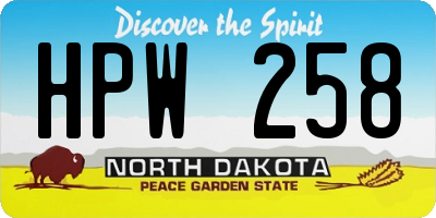 ND license plate HPW258