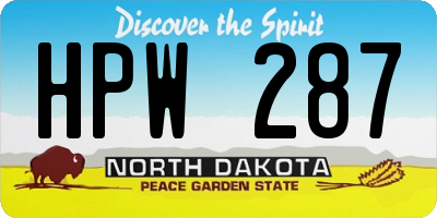 ND license plate HPW287