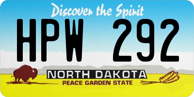ND license plate HPW292