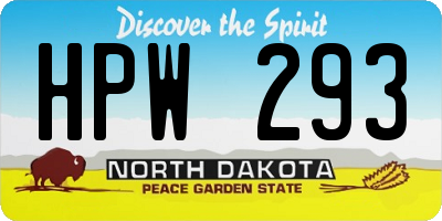 ND license plate HPW293