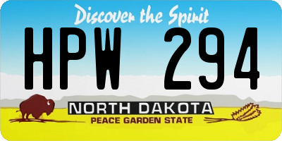 ND license plate HPW294