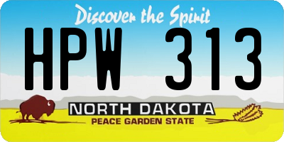 ND license plate HPW313