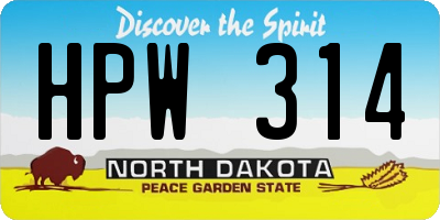 ND license plate HPW314