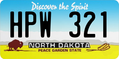 ND license plate HPW321