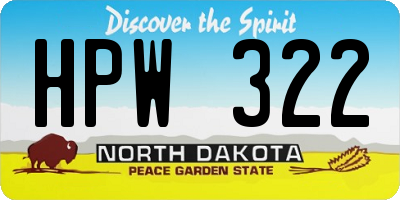 ND license plate HPW322