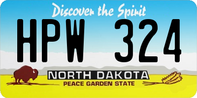 ND license plate HPW324