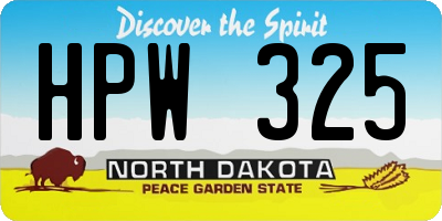 ND license plate HPW325