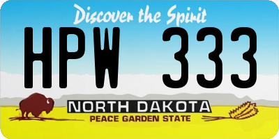 ND license plate HPW333