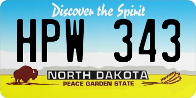 ND license plate HPW343