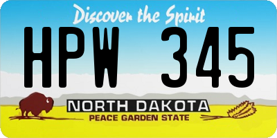 ND license plate HPW345