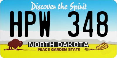 ND license plate HPW348