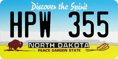 ND license plate HPW355