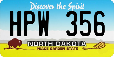ND license plate HPW356