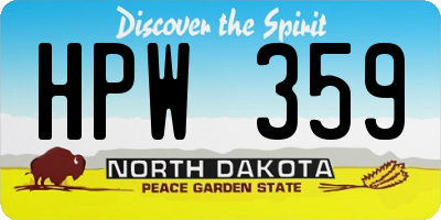 ND license plate HPW359
