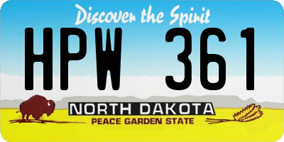 ND license plate HPW361