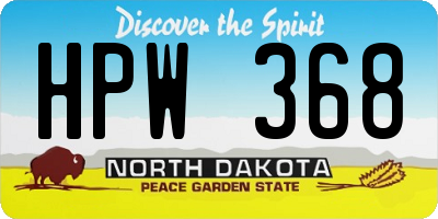 ND license plate HPW368