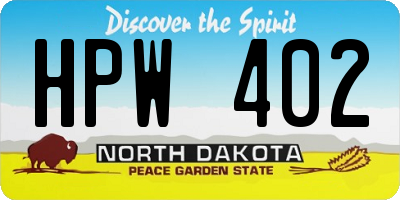 ND license plate HPW402