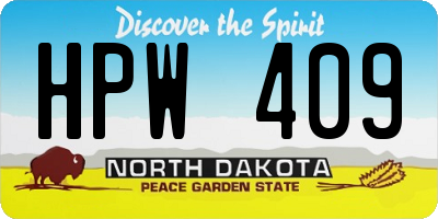 ND license plate HPW409