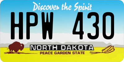 ND license plate HPW430