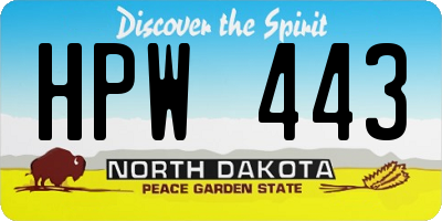 ND license plate HPW443