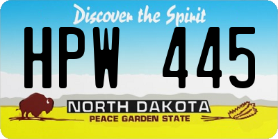 ND license plate HPW445