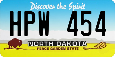 ND license plate HPW454