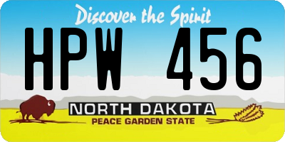 ND license plate HPW456
