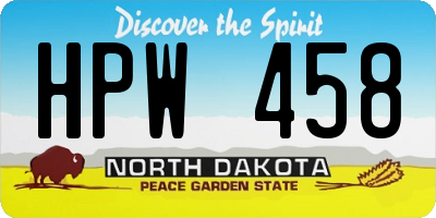 ND license plate HPW458
