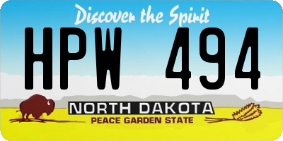 ND license plate HPW494