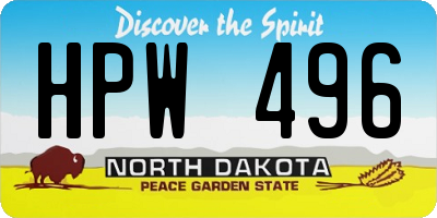 ND license plate HPW496