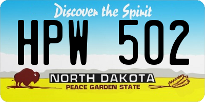 ND license plate HPW502