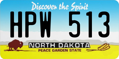 ND license plate HPW513