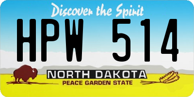 ND license plate HPW514