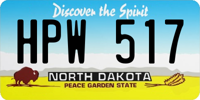ND license plate HPW517