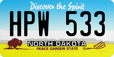 ND license plate HPW533