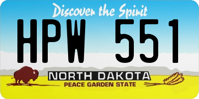 ND license plate HPW551