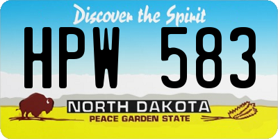 ND license plate HPW583