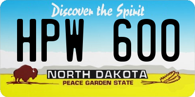 ND license plate HPW600
