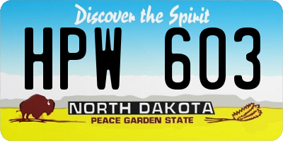 ND license plate HPW603