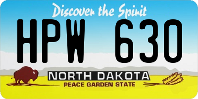 ND license plate HPW630