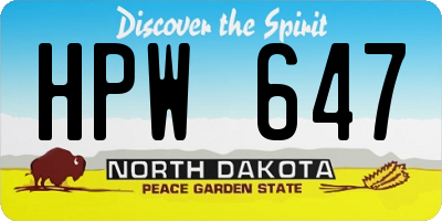 ND license plate HPW647
