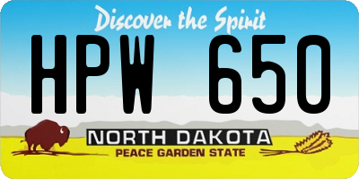 ND license plate HPW650