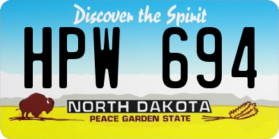 ND license plate HPW694