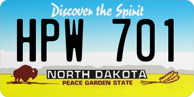 ND license plate HPW701
