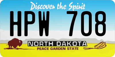 ND license plate HPW708