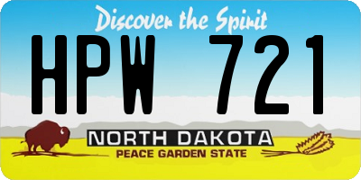 ND license plate HPW721