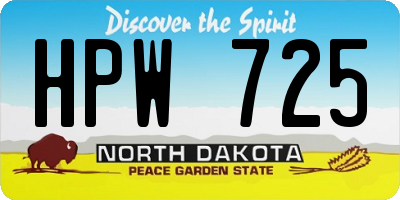 ND license plate HPW725