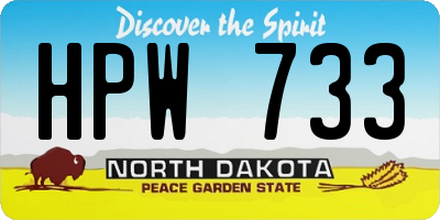 ND license plate HPW733